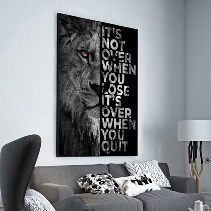 Poster Motivation Löwe Schwarz Grau I Wandbilder Wohnzimmer & Schlafzimmer I Deko Print Bilder I ohne Rahmen