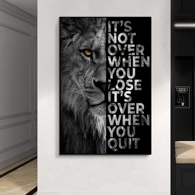 Poster Motivation Löwe Schwarz Grau I Wandbilder Wohnzimmer & Schlafzimmer I Deko Print Bilder I ohne Rahmen