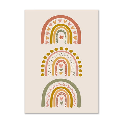 Poster Kinderzimmer Bilder Regenbogen Mond Wolken I Kinderzimmer & Babyzimmer Bilder I Wand Deko I Kunstdruck I Deko Print I ohne Rahmen