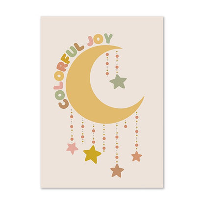 Poster Kinderzimmer Bilder Regenbogen Mond Wolken I Kinderzimmer & Babyzimmer Bilder I Wand Deko I Kunstdruck I Deko Print I ohne Rahmen